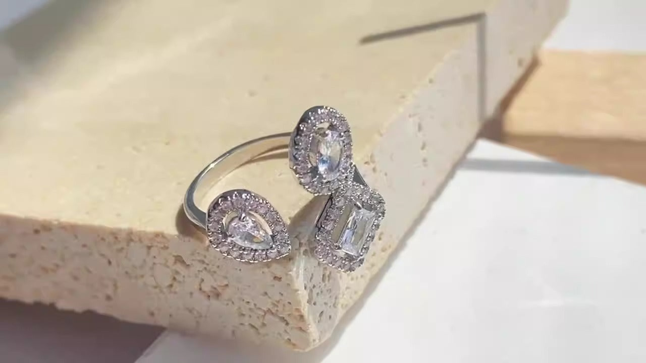 Creative design of geometric zirconia ring for Instagram influencer accessories