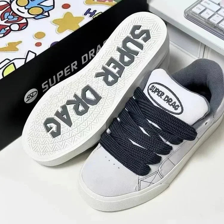 Fashion Lace-up Chunky Sneakers Spring Skateboard Shoes for Women Casual Tenis Woman Street Platform Vulcanized Shoes