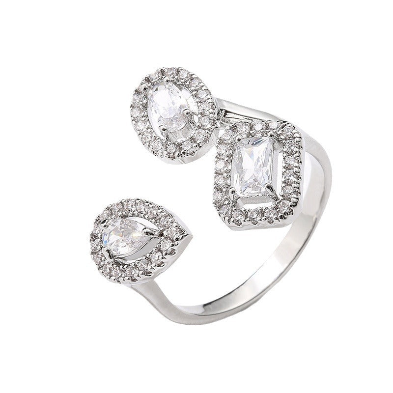 Creative design of geometric zirconia ring for Instagram influencer accessories