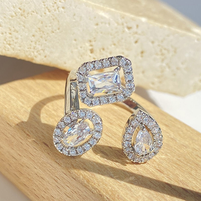 Creative design of geometric zirconia ring for Instagram influencer accessories