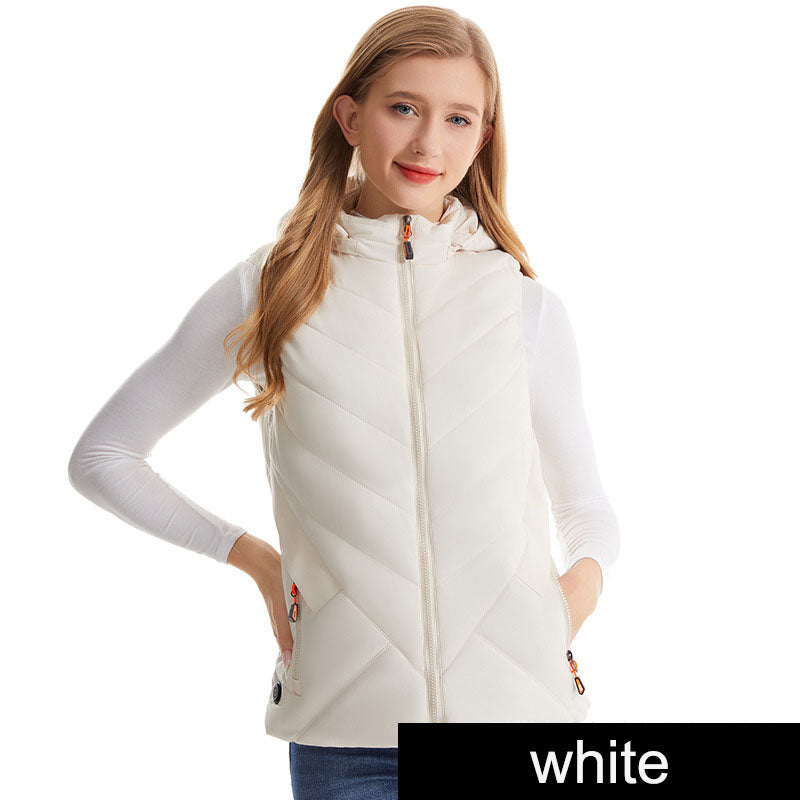 Winter women's hot vest, hooded, cold resistant, warm vest, USB electric heating suit, 11 zone intelligent heating suit