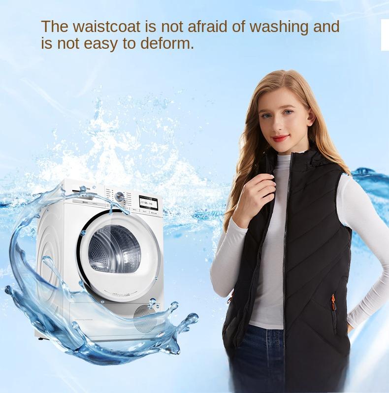 Winter women's hot vest, hooded, cold resistant, warm vest, USB electric heating suit, 11 zone intelligent heating suit