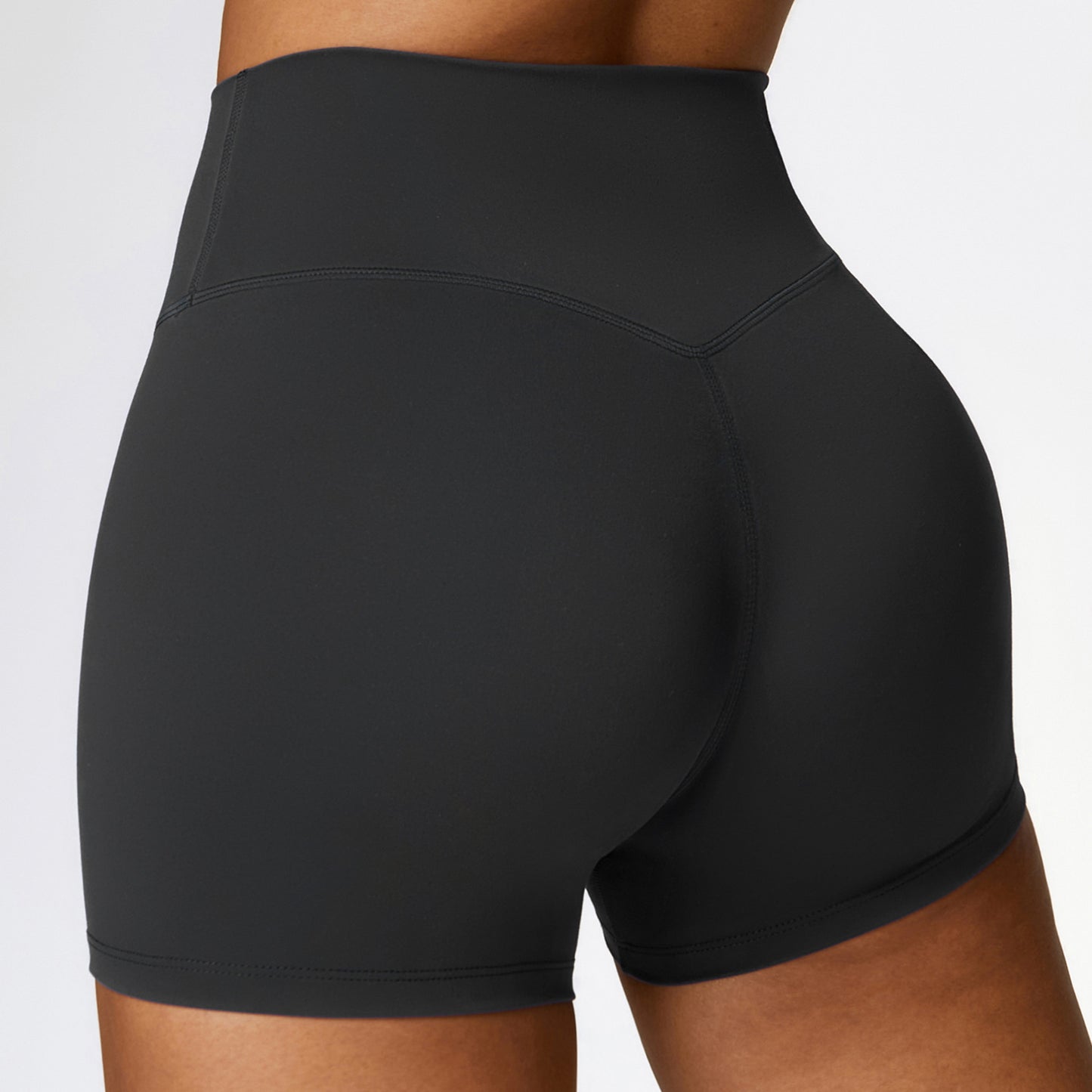 Shaved tight yoga shorts for women, high waisted and waist cinching fitness pants, hip lifting and running sports shorts