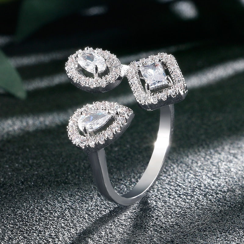 Creative design of geometric zirconia ring for Instagram influencer accessories