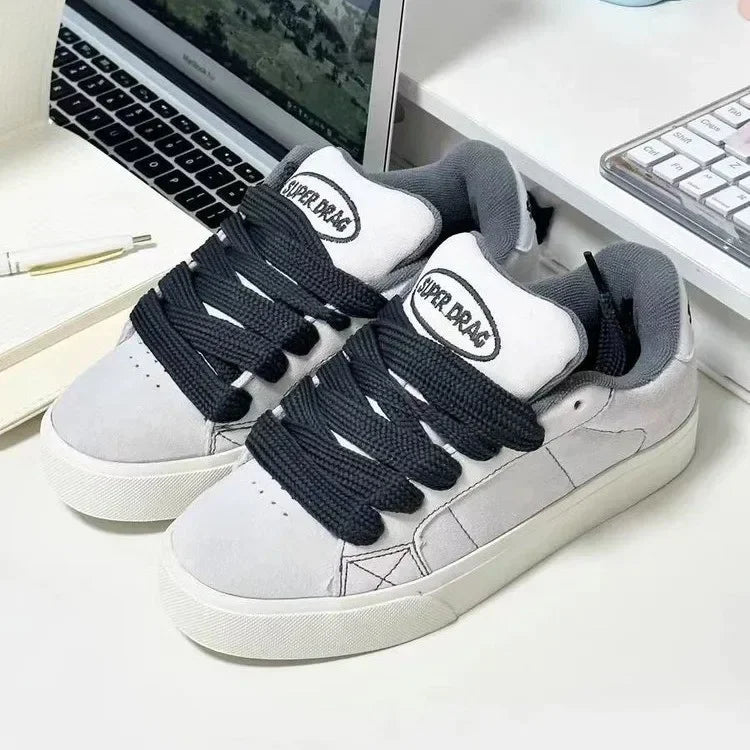 Fashion Lace-up Chunky Sneakers Spring Skateboard Shoes for Women Casual Tenis Woman Street Platform Vulcanized Shoes