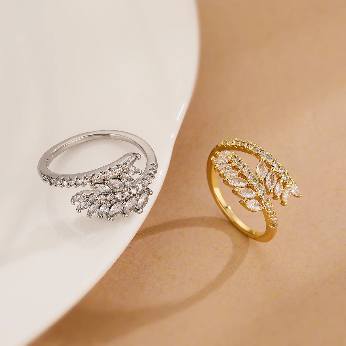 European and American wheat ear geometric opening ring, female niche high-end versatile ring, new