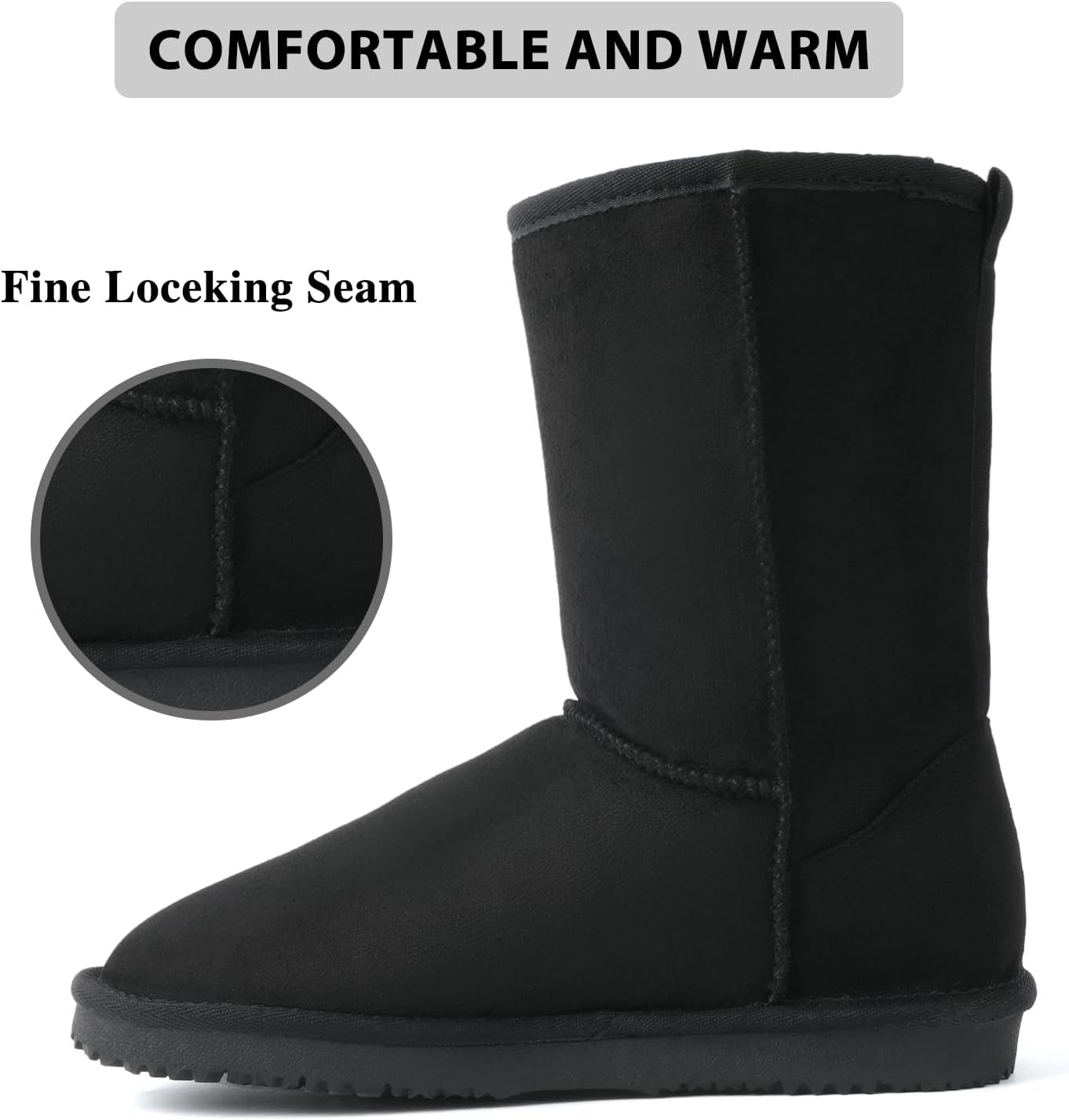 Winter Mid-Calf Plush Fuzzy Boots for Women Snow Womens Ankle Furry Slip on Boots Suede Platform Boot Fall Fur Cozy Shoes