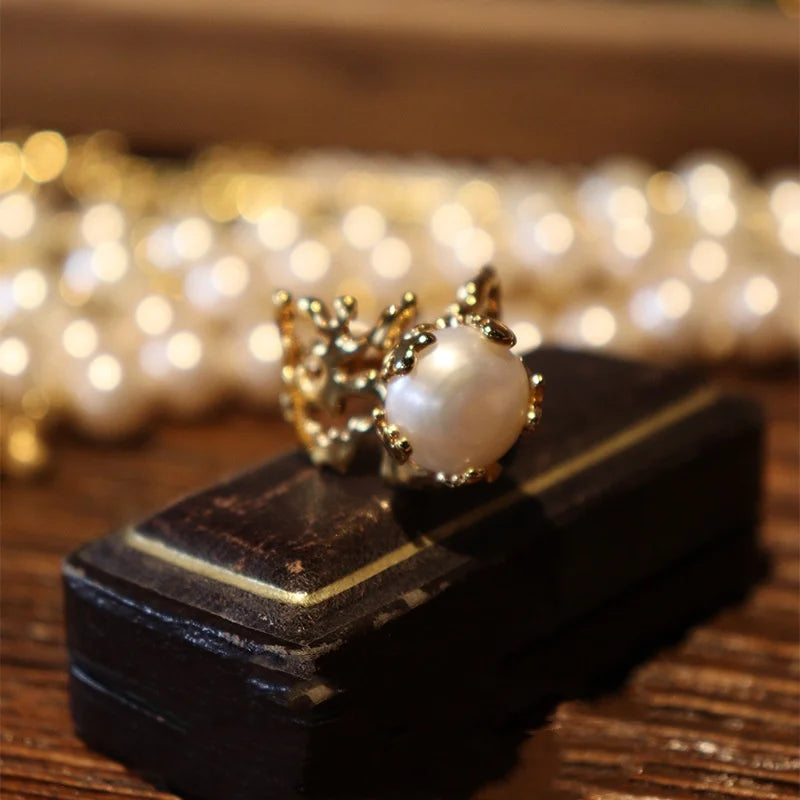 The new Jinser collection of Sea Moon bright coral tree Baroque pearl retro classic ring