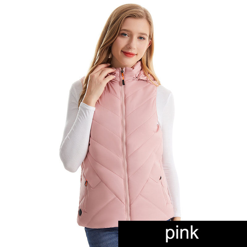 Winter women's hot vest, hooded, cold resistant, warm vest, USB electric heating suit, 11 zone intelligent heating suit